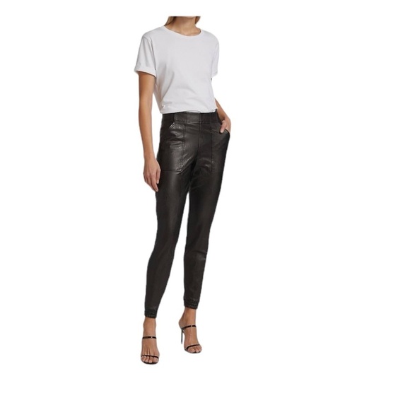 Spanx Women's Black Leather Like Jogger Rise High - Picture 4 of 17